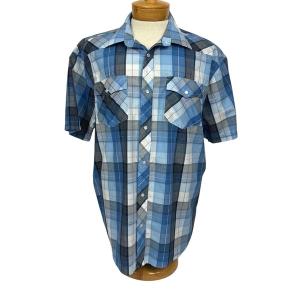 Gioberti Men’s Western Style White Pearl Snap Shirt Sz XL Multi Color Plaid SS - Picture 1 of 10